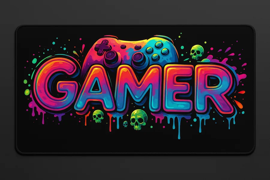 GAMER Graffiti — XXL gaming desk mat, 36x16 inches
